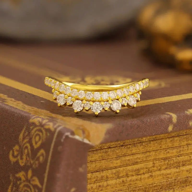 Curved Double-deck Round Cut Contour Band - LGG Jewelry