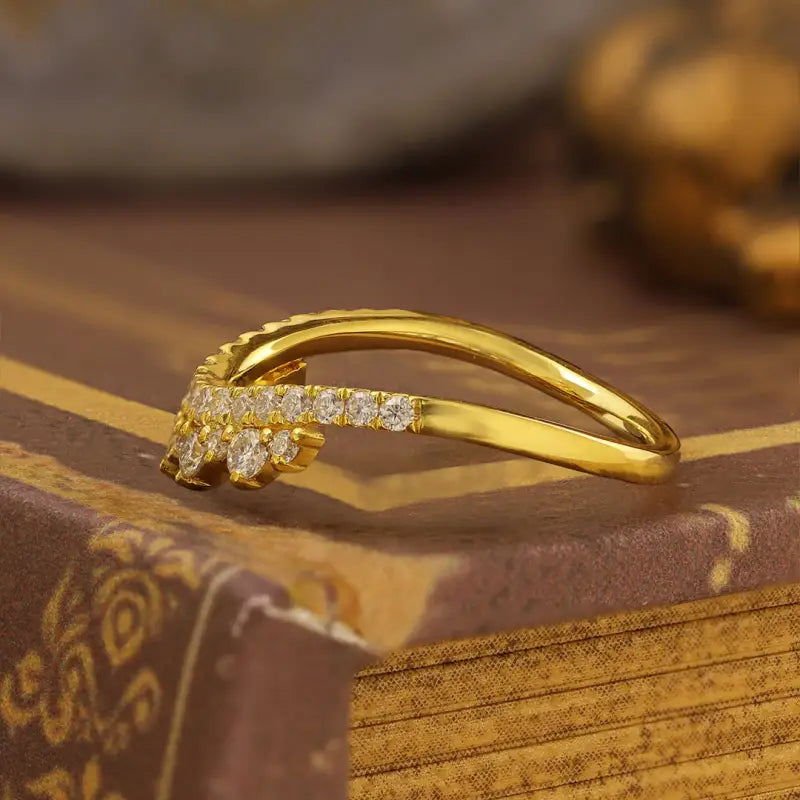 Curved Double-deck Round Cut Contour Band - LGG Jewelry