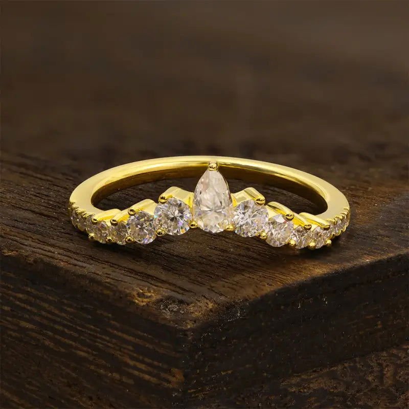 Curved Pear & Round Cut Lab Diamond Contour Band - LGG Jewelry