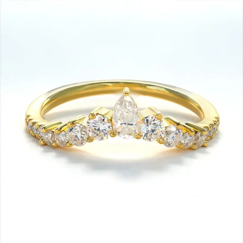 Curved Pear & Round Cut Lab Diamond Contour Band - LGG Jewelry