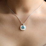 Lade Bild in die Galerieansicht, Cushion Blue Topaz &amp; Nacre Pendant Necklace - LGG Jewelry