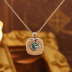Lade Bild in die Galerieansicht, Cushion Blue Topaz &amp; Nacre Pendant Necklace - LGG Jewelry