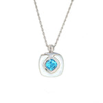 Lade Bild in die Galerieansicht, Cushion Blue Topaz &amp; Nacre Pendant Necklace - LGG Jewelry