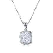Cushion Cut Moissanite Halo Pendant Necklace - LGG Jewelry