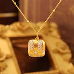 Lade Bild in die Galerieansicht, Cushion Shape Gold Brushed CZ Necklace - LGG Jewelry
