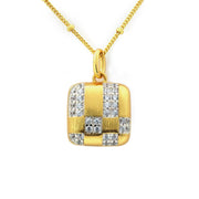 Cushion Shape Gold Brushed CZ Necklace - LGG Jewelry
