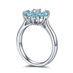 Lade Bild in die Galerieansicht, Daisy Pear Cut Blue Moissanite Engagement Ring - LGG Jewelry