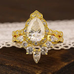Lade Bild in die Galerieansicht, Deep Chevron 2 Ct Oval Cut Lab Diamond Bridal Ring Set - 2pcs - LGG Jewelry