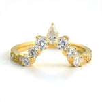 Lade Bild in die Galerieansicht, Deep V-Shaped Pear &amp; Round Cut Lab Diamond Contour Band - LGG Jewelry