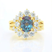 Discoloring Trio Oval Cut Lab Alexandrite Three Stone Bridal Set - 3pcs - LGG Jewelry