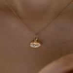 Lade Bild in die Galerieansicht, East-west 1.5 Ct OMC Marquise cut Lab diamond Matte Gold Bezel &amp; prongs pendant Necklace - LGG Jewelry