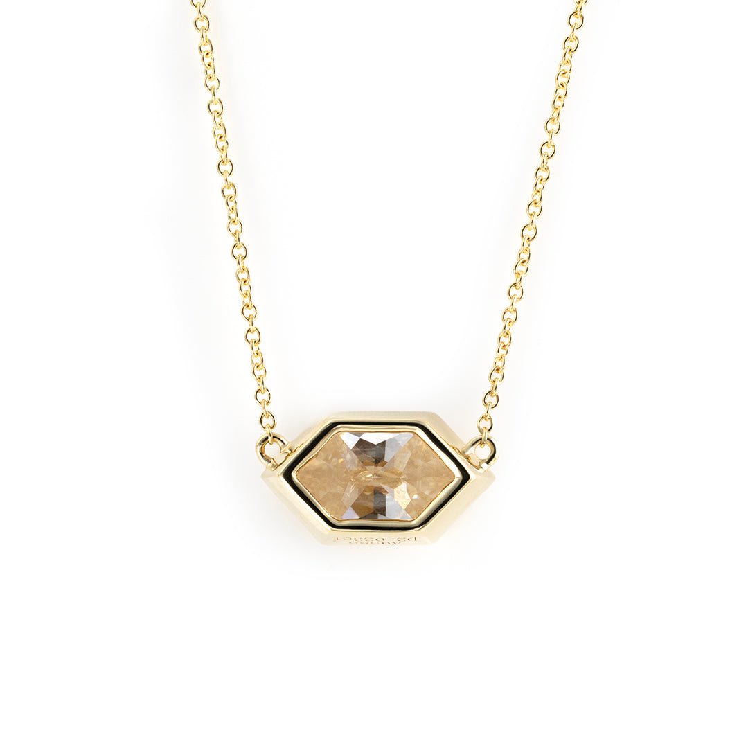 East-West 2 Ct Elongated Hexagon Shape Bezel Necklace - LGG Jewelry