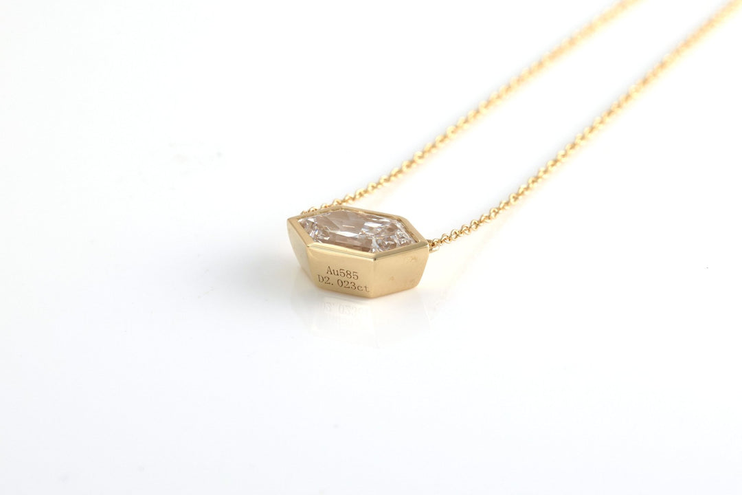 East-West 2 Ct Elongated Hexagon Shape Bezel Necklace - LGG Jewelry