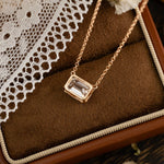 Lade Bild in die Galerieansicht, East-west 2 Ct Emerald Cut Lab Diamond Bezel Pendant Necklace - LGG Jewelry