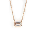Lade Bild in die Galerieansicht, East-west 2 Ct Emerald Cut Lab Diamond Bezel Pendant Necklace - LGG Jewelry