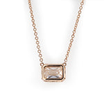 Lade Bild in die Galerieansicht, East-west 2 Ct Emerald Cut Lab Diamond Bezel Pendant Necklace - LGG Jewelry
