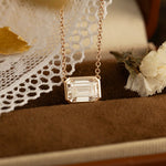 Lade Bild in die Galerieansicht, East-west 2 Ct Emerald Cut Lab Diamond Bezel Pendant Necklace - LGG Jewelry