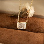 Lade Bild in die Galerieansicht, East-west 2 Ct Emerald Cut Lab Diamond Bezel Pendant Necklace (Copy) - LGG Jewelry