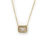Lade Bild in die Galerieansicht, East-west 2 Ct Emerald Cut Lab Diamond Bezel Pendant Necklace (Copy) - LGG Jewelry