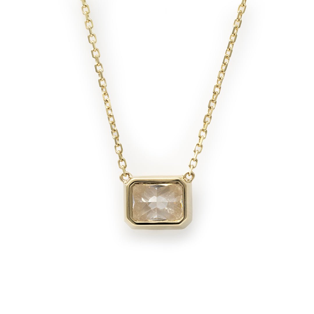 East-west 2 Ct Emerald Cut Lab Diamond Bezel Pendant Necklace (Copy) - LGG Jewelry