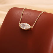 East-west 2 Ct Marquise Cut Lab Diamond Bezel Pendant Necklace - LGG Jewelry