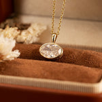 Lade Bild in die Galerieansicht, East-west 2 Ct Oval Cut Lab Diamond Bezel Pendant Necklace - LGG Jewelry