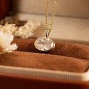 East-west 2 Ct Oval Cut Lab Diamond Bezel Pendant Necklace - LGG Jewelry