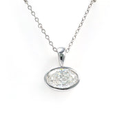 East-west 2 Ct Oval Cut Lab Diamond Bezel Pendant Necklace - LGG Jewelry