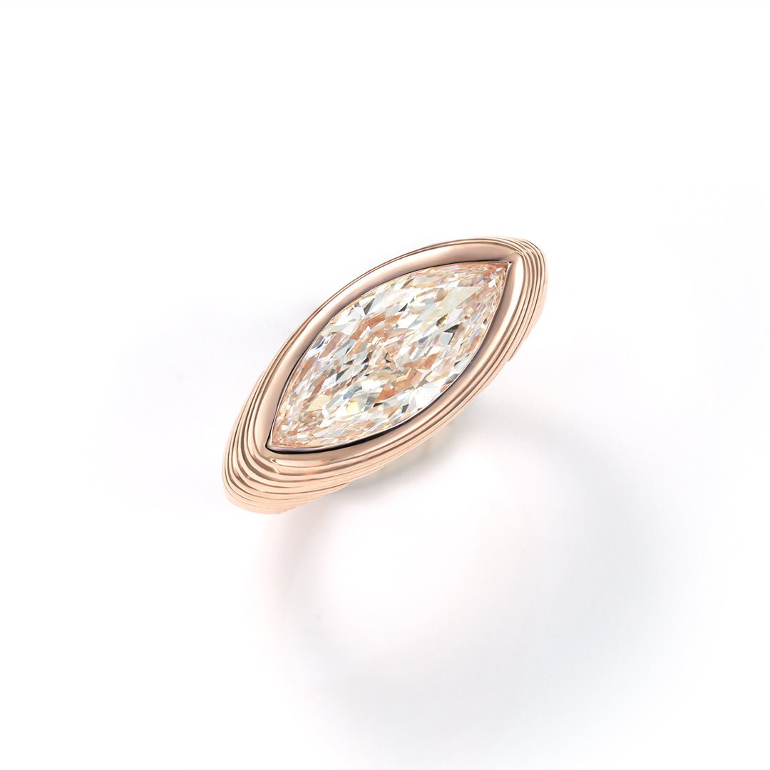 East-west 2Ct Marquise cut Lab Diamond Solitaire Engagement Ring - LGG Jewelry