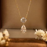 Lade Bild in die Galerieansicht, Elegant 1 Ct Round Cut &amp; 2 Ct Pear Cut Drop Pendant Necklace - LGG Jewelry
