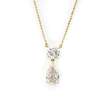 Lade Bild in die Galerieansicht, Elegant 1 Ct Round Cut &amp; 2 Ct Pear Cut Drop Pendant Necklace - LGG Jewelry