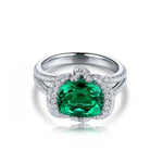 Lade Bild in die Galerieansicht, Elegant bezel 3.5 Ct Cushion Cut Lab Emerald Engagement Ring - LGG Jewelry