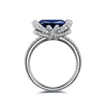 Lade Bild in die Galerieansicht, Elegant bezel 4 Ct Cushion Cut Lab Blue Sapphire Engagement Ring - LGG Jewelry