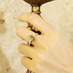 Lade Bild in die Galerieansicht, Elongated Hexagon Moss Agate Solitaire Engagement Ring - LGG Jewelry