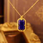 Lade Bild in die Galerieansicht, Elongated Radiant Lapis Lazuli Pendant Necklace - LGG Jewelry