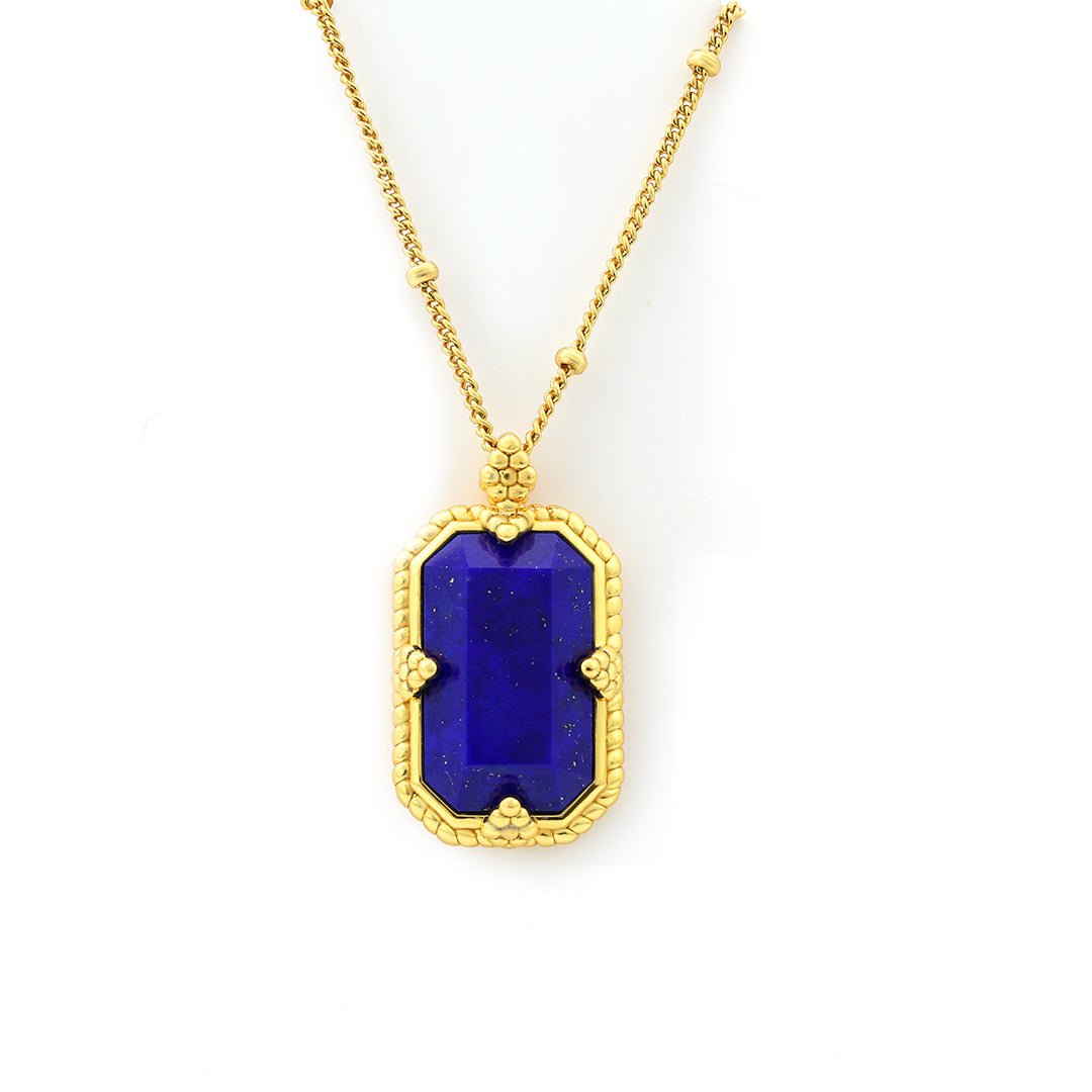 Elongated Radiant Lapis Lazuli Pendant Necklace - LGG Jewelry