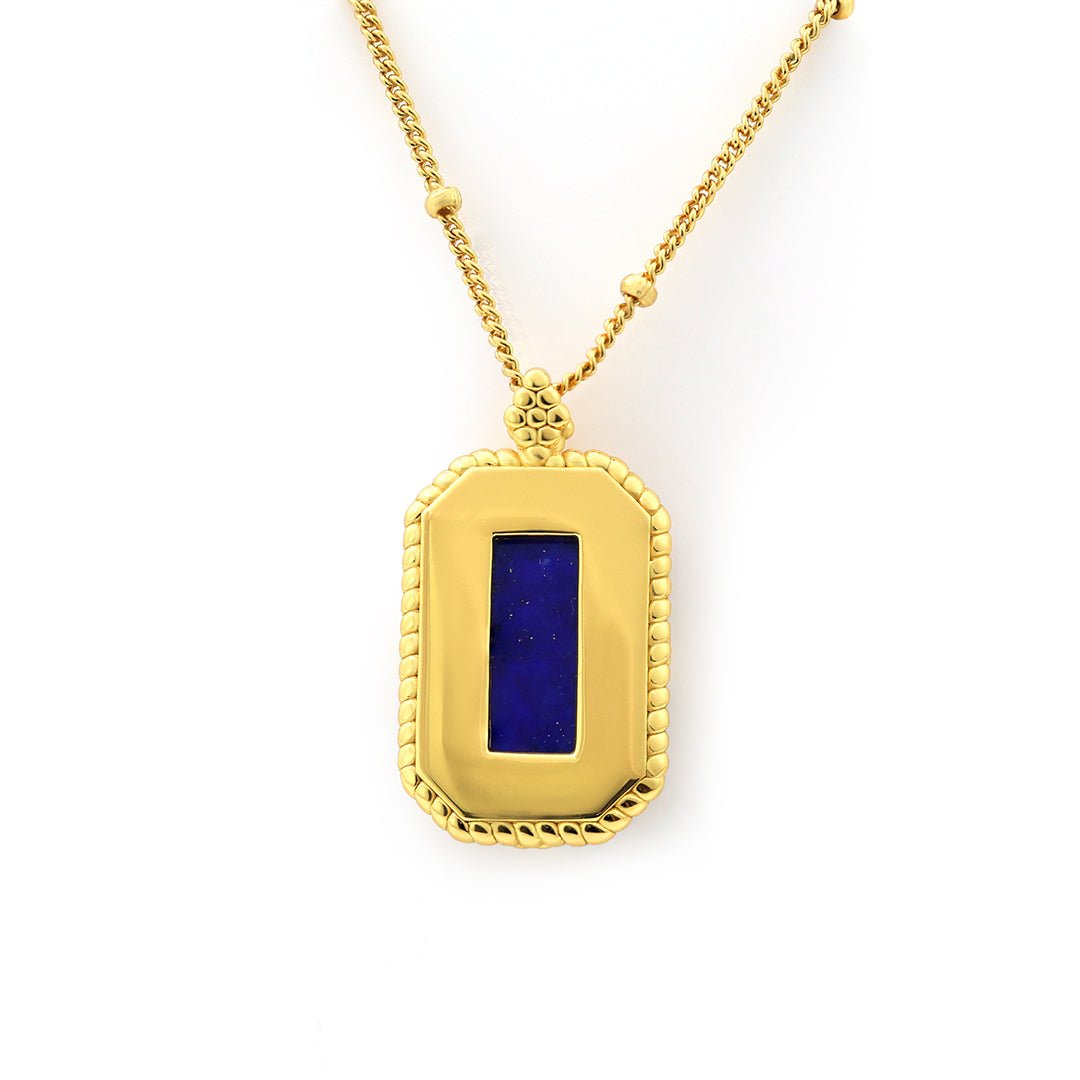 Elongated Radiant Lapis Lazuli Pendant Necklace - LGG Jewelry