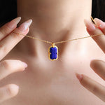 Lade Bild in die Galerieansicht, Elongated Radiant Lapis Lazuli Pendant Necklace - LGG Jewelry