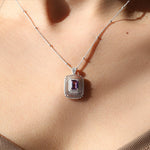 Lade Bild in die Galerieansicht, Emerald Cut Amethyst Art Deco Pendant Necklace - LGG Jewelry
