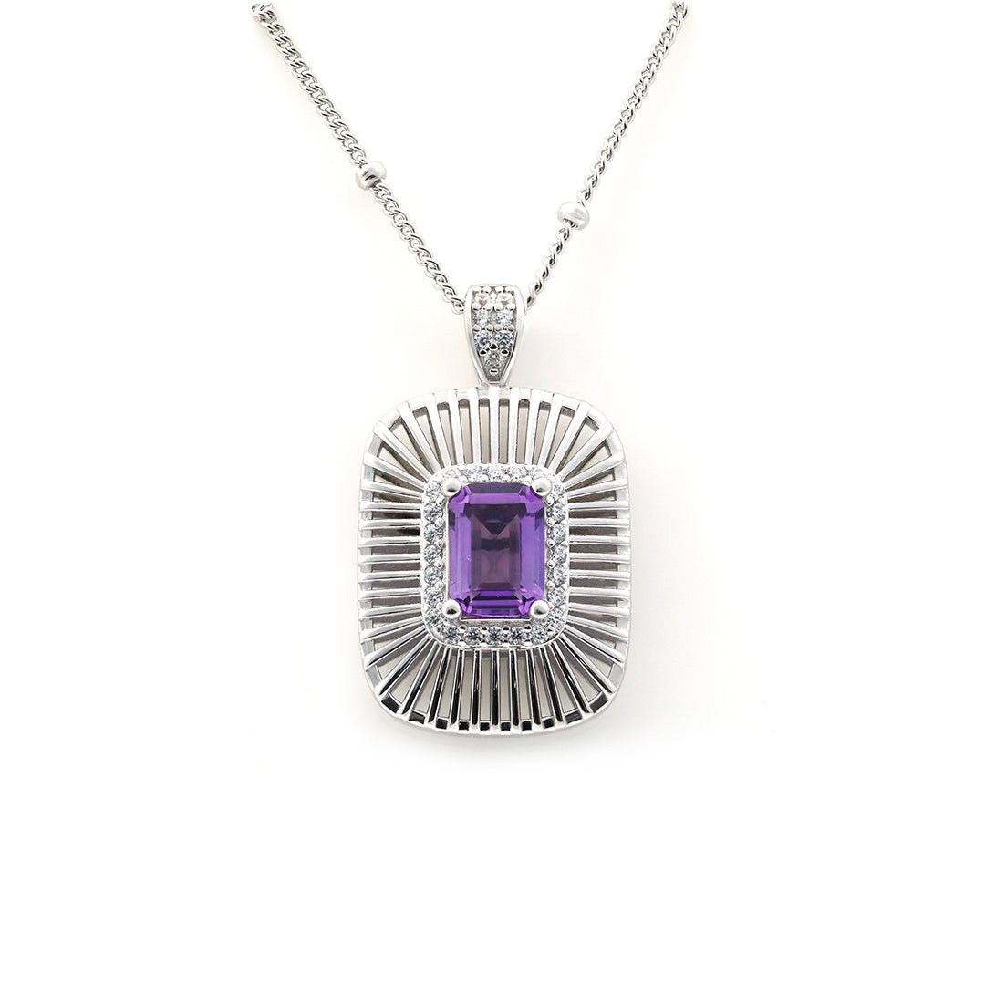 Emerald Cut Amethyst Art Deco Pendant Necklace - LGG Jewelry