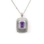 Emerald Cut Amethyst Art Deco Pendant Necklace - LGG Jewelry