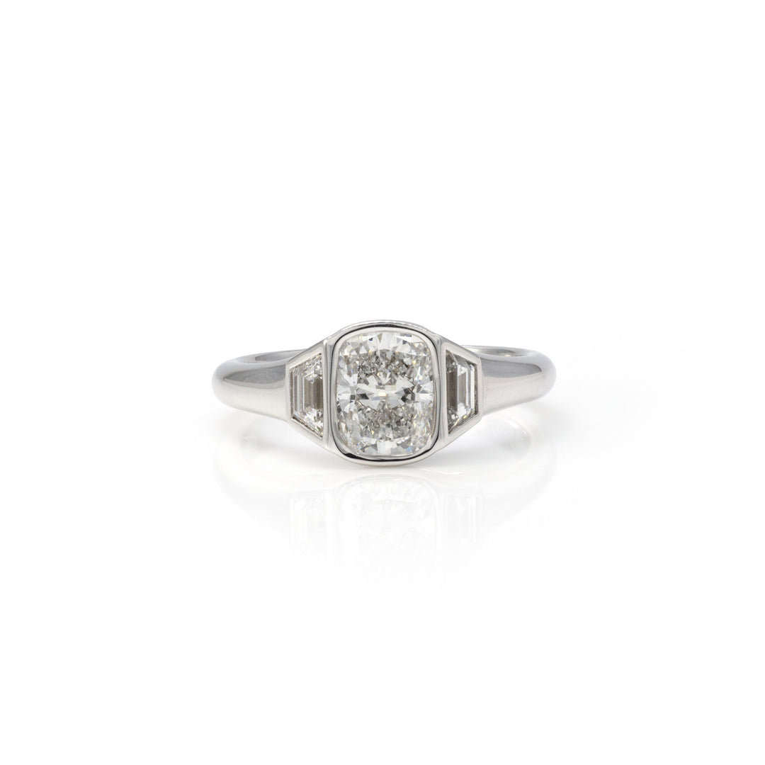 1.56CT Elongated Cushion Diamond Ring in 18K White Gold