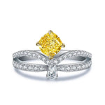 Lade Bild in die Galerieansicht, Fancy Vivid Yellow 1 Ct Cushion Cut Split Shank Tiara Engagement Ring (Setting Price Only) - LGG Jewelry