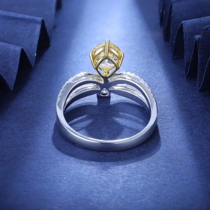 Fancy Vivid Yellow 1 Ct Cushion Cut Split Shank Tiara Engagement Ring (Setting Price Only) - LGG Jewelry