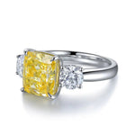 Lade Bild in die Galerieansicht, Fancy Vivid Yellow 3 Ct Cushion Cut Lab Diamond Three-Stone Engagement Ring (Setting Price Only) - LGG Jewelry