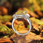 Lade Bild in die Galerieansicht, Fancy Vivid Yellow 3 Ct Cushion Cut Lab Diamond Three-Stone Engagement Ring (Setting Price Only) - LGG Jewelry