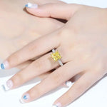 Lade Bild in die Galerieansicht, Fancy Vivid Yellow 4 Ct Princess Cut Lab Diamond Half Luxury Pave Engagement Ring (Setting Price Only) - LGG Jewelry