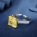 Lade Bild in die Galerieansicht, Fancy Vivid Yellow 4 Ct Princess Cut Lab Diamond Half Luxury Pave Engagement Ring (Setting Price Only) - LGG Jewelry