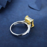Lade Bild in die Galerieansicht, Fancy Vivid Yellow 4 Ct Princess Cut Lab Diamond Half Luxury Pave Engagement Ring (Setting Price Only) - LGG Jewelry