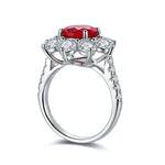 Lade Bild in die Galerieansicht, Floral Cluster 2.5 Ct Round Lab Ruby Engagement Ring - LGG Jewelry